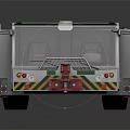 White Engineering Truck With Green Accents Multiple Wheels And Reflective Strips