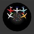 Colorful Toy Planes And Cars On Black Round Table Furniture