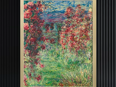 Impressionist Oil Painting With Red Roses Green Lawn And Vibrant Natural Landscape 3d model