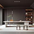 Modern Tea Room Interior Design With Wooden Furniture Tea Sets And Cozy Seats