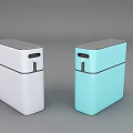 Modern Bathroom Accessories With White And Light Blue Lidded Storage Boxes 3d model