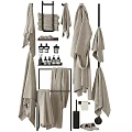 Organized Bathroom Wash Essentials Soft Towels Toiletries for Daily Use on Metal Rack