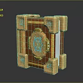 Ornate Decorative Book With Brown Cover Golden Border And Blue Patterns