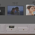 Wall Mounted 65 75 85 Inch TVs Interior With White TV Stand And Decor