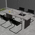Modern Marble Dining Table With Black Chairs Lemon And Glass Container In Bright Room