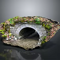 Ancient Stone Arch Bridge Covered With Green Moss And Plants In Natural Surroundings