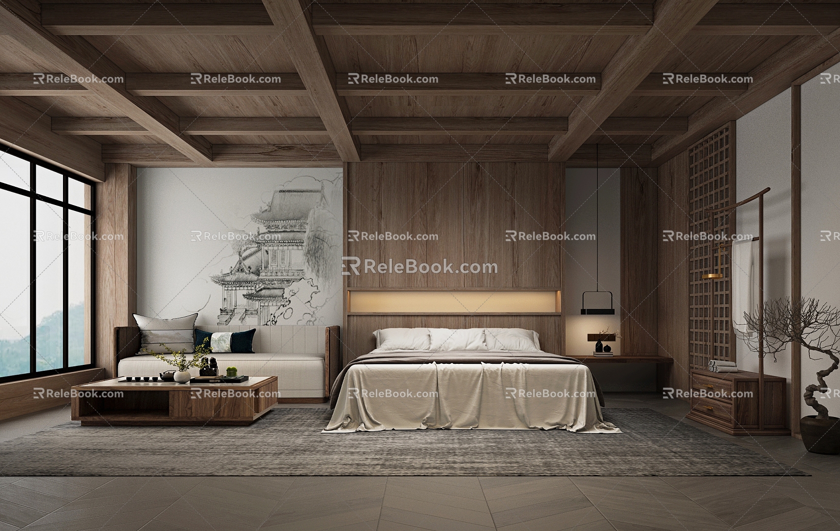 New Chinese Hotel Room 3d model