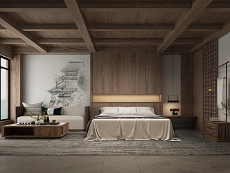 New Chinese Hotel Room 3d model