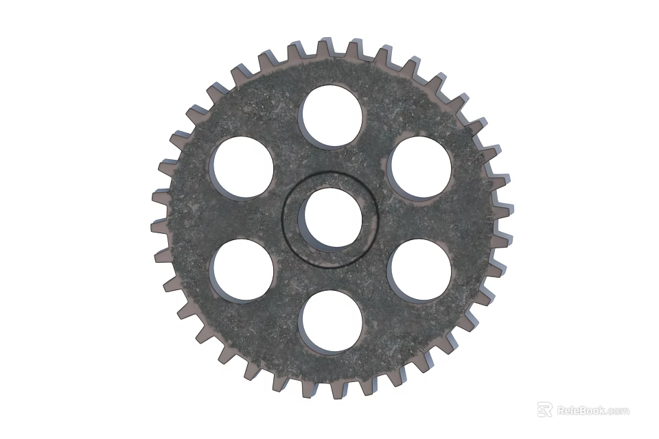 Metal Gear Component With Circular Shape Outer Teeth And Multiple Holes 3d model 