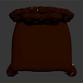 Classic Carved Accent Chair With Tufted Leather Seat And Ornate Dark Wood Frame Legs