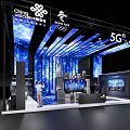 5G Technology Exhibition Booth Featuring Huawei China Mobile OPPO and Interactive Screens