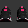 Black Sports Shoes With Pink Accent And White Stripes Modern Casual Design