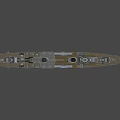 Large Gray Military Battleship with Turrets Mast and Deck on Water