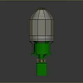 Green Base Lighthouse Structure With Metallic Mesh Top And Transparent Panel
