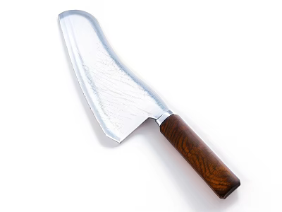 Handcrafted Weapon Knife with Sharp Damascus Steel Blade and Wooden Handle Design 3d model