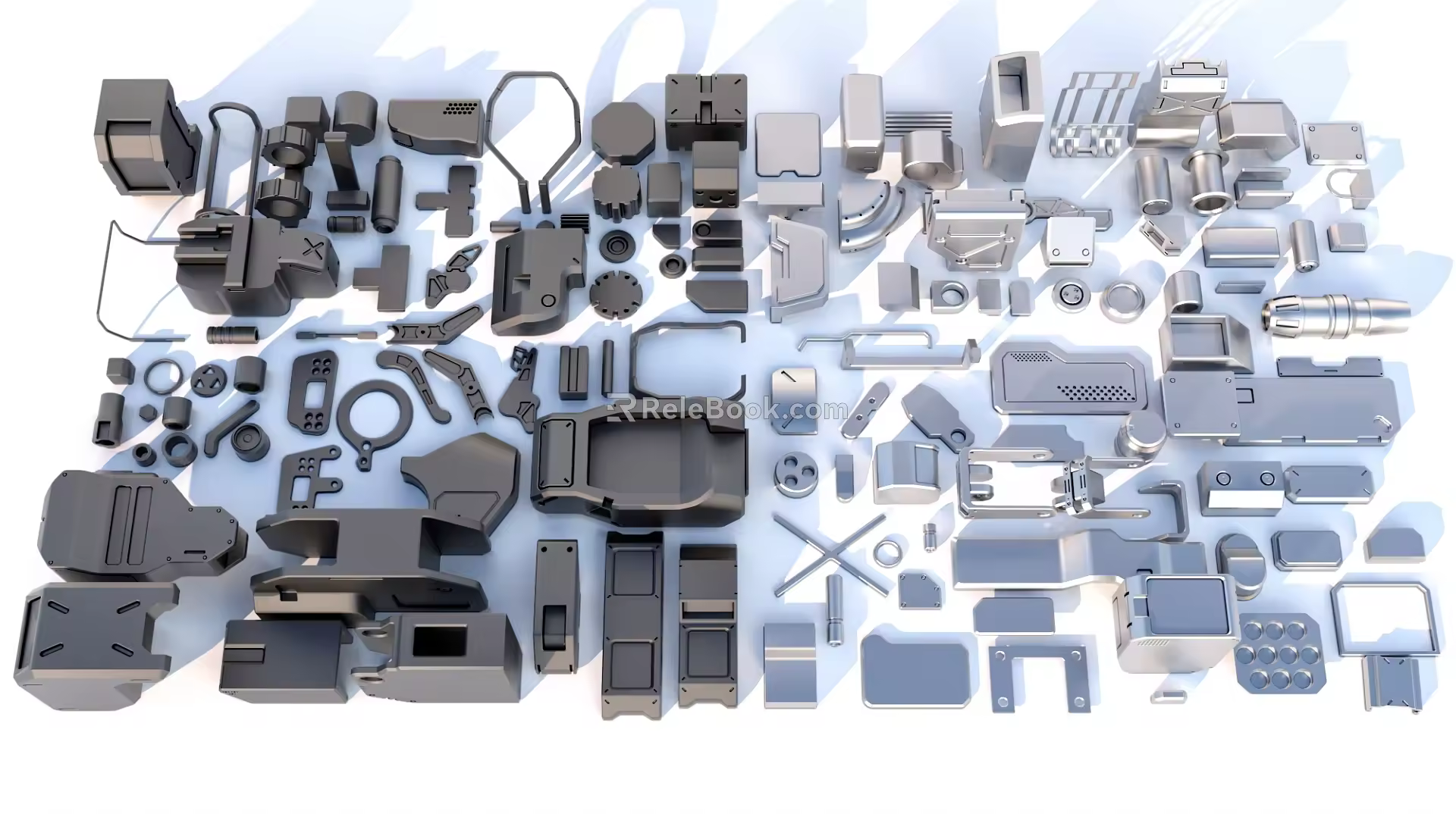 Hard surface mechanical parts combination of mechanical parts 3d model