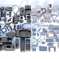Hard surface mechanical parts combination of mechanical parts 3d model