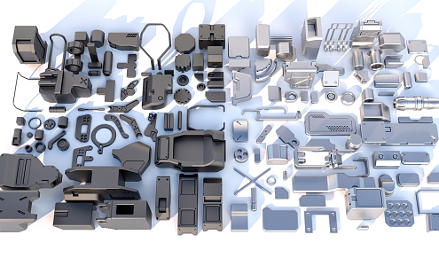 Hard surface mechanical parts combination of mechanical parts 3d model