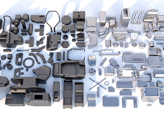 Hard surface mechanical parts combination of mechanical parts 3d model