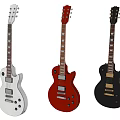 Three Electric Guitars In White Red Black Colors Musical Instruments Design