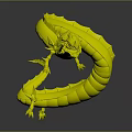 Blue And Pink Fantasy Dragon With Coiled Body Green Eyes Sharp Teeth And Red Spikes