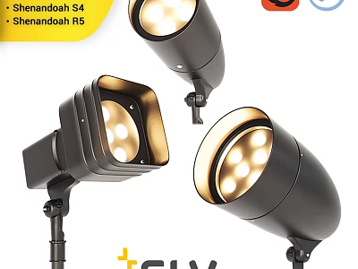 SLV Shenandoah S4 and R5 Outdoor Spotlights with Black Design and LED Bulbs 3d model