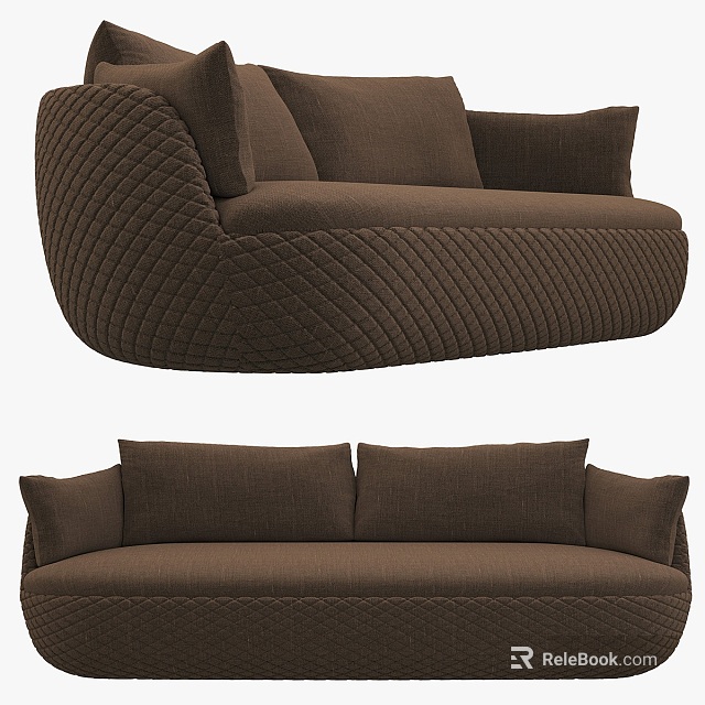 Brown Quilted Inflatable Sofa With Modern Design For Living Room Decor 3d model 