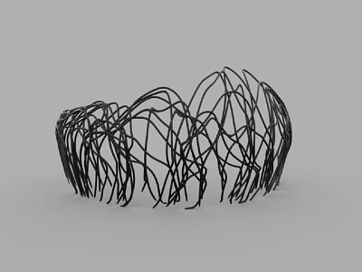 Black Wire Abstract Sculpture With Intertwined Circular Modern Design 3d model