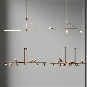 Chandelier Light Luxury Metal Ring Chandelier Guest Restaurant Chandelier Hall Long Chandelier Office Chandelier Study Room Tea Room Chandelier 3d model