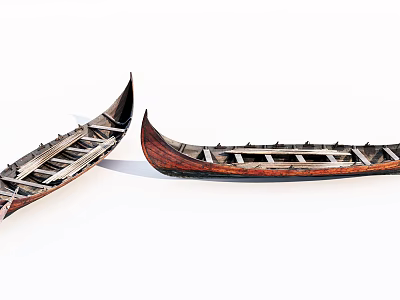 Vintage Wooden Boats With Classic Hull Design And Exposed Interior Frames 3d model