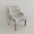 Gray And White Striped Accent Chair With Wooden Legs Modern Design