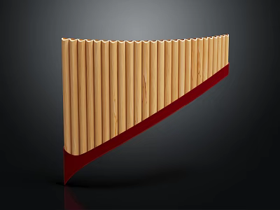 Wooden Pan Flute Musical Instrument With Curved Wooden Pieces And Red Edge Art Supplies 3d model