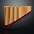 Wooden Pan Flute Musical Instrument With Curved Wooden Pieces And Red Edge Art Supplies