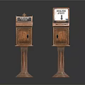 Rustic Wooden Mailboxes On Pedestal Stands With Collection Number 1 Signs