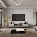 Modern Living Dining Room Interior With Beige Sofa Armchair Coffee Table And Artwork