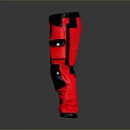 Red Work Pants With Black Accents And Multiple Pockets For Daily Use 3d model