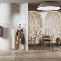 Modern Clothing Store Interior With Mannequins Clothing Racks Decorative Lighting Wooden Flooring