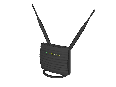 Wireless Router With Dual Antennas And Black Design For High Speed Connectivity 3d model