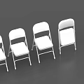 White Folding Single Chair With Metal Frame Arranged In A Row 3d model