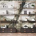 New Chinese-style Bookshelf Side Cabinet 3d model