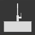 Food Preparation Sink With White Square Shape And Silver Faucet On Dark Background