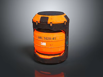 Orange Cylindrical Industrial Equipment Storage Container With Heavy Duty Design For Industrial Applications 3d model