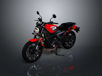 Red and Black Modern Sporty Motorcycle with Sleek Design and Headlight 3d model