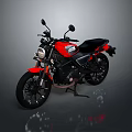 Red and Black Modern Sporty Motorcycle with Sleek Design and Headlight
