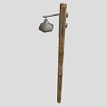 Agricultural Equipment Wooden Pole With Metal Lamp For Outdoor Farm Use