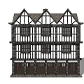 Traditional Tudor Style Multi Storey Building With Timber Frame And Lattice Windows