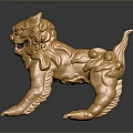 Golden Qilin Statue In Standing Pose With Intricate Details And Shiny Surface