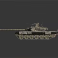 Modern Military Armored Tank With Camouflage Design Long Cannon And Tracks