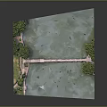 Tranquil River Scene With Stone Bridge Lush Trees And Floating Water Birds