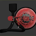 Red Fire Extinguisher With Cylindrical Body Black Base And Metal Handle